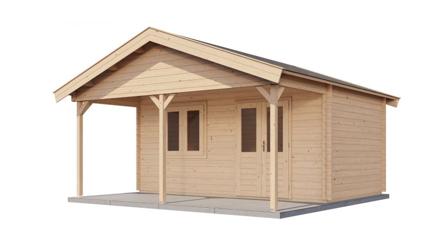 Lugarde Select Blokhut met overkapping Heerde 500x300cm + 200cm - Onbehandeld