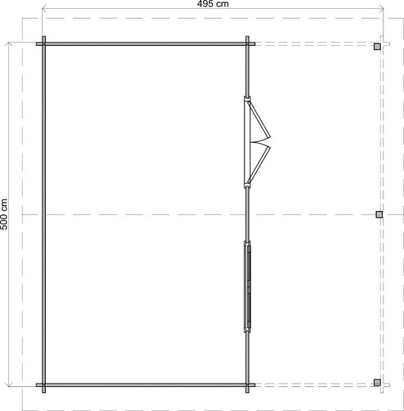 Lugarde Select Blokhut met overkapping Heerde 500x300cm + 200cm - Keteldruk Grijs