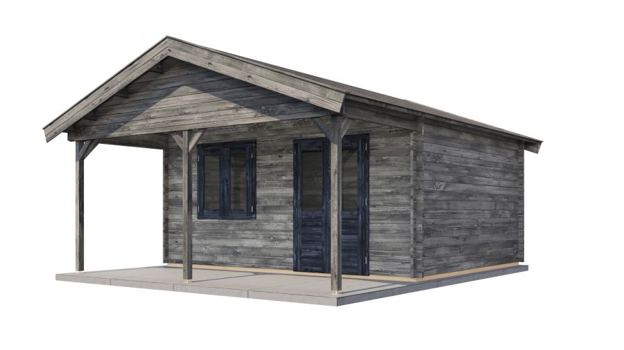 Lugarde Select Blokhut met overkapping Bennekom 500x400cm + 200cm - Keteldruk Grijs