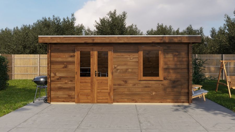 Lugarde Select Blokhut Duiven 500x400cm - Keteldruk Bruin