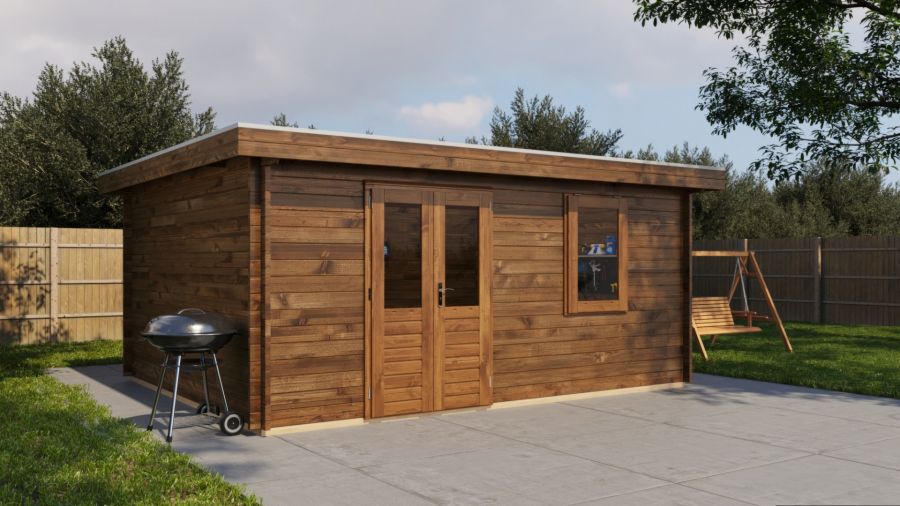 Lugarde Select Blokhut Duiven 500x400cm - Keteldruk Bruin