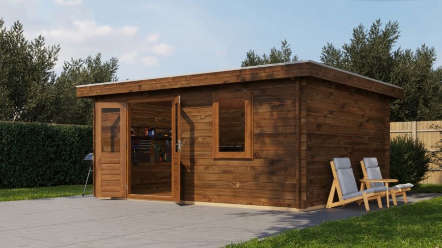 Lugarde Select Blokhut Duiven 500x400cm - Keteldruk Bruin