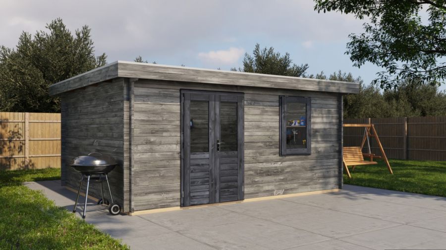Lugarde Select Blokhut Duiven 500x400cm - Keteldruk Grijs