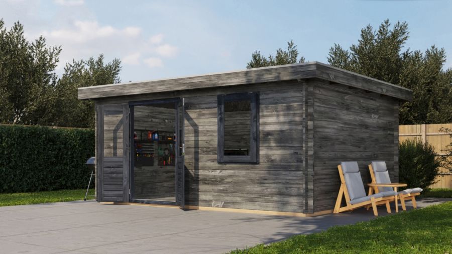 Lugarde Select Blokhut Duiven 500x400cm - Keteldruk Grijs