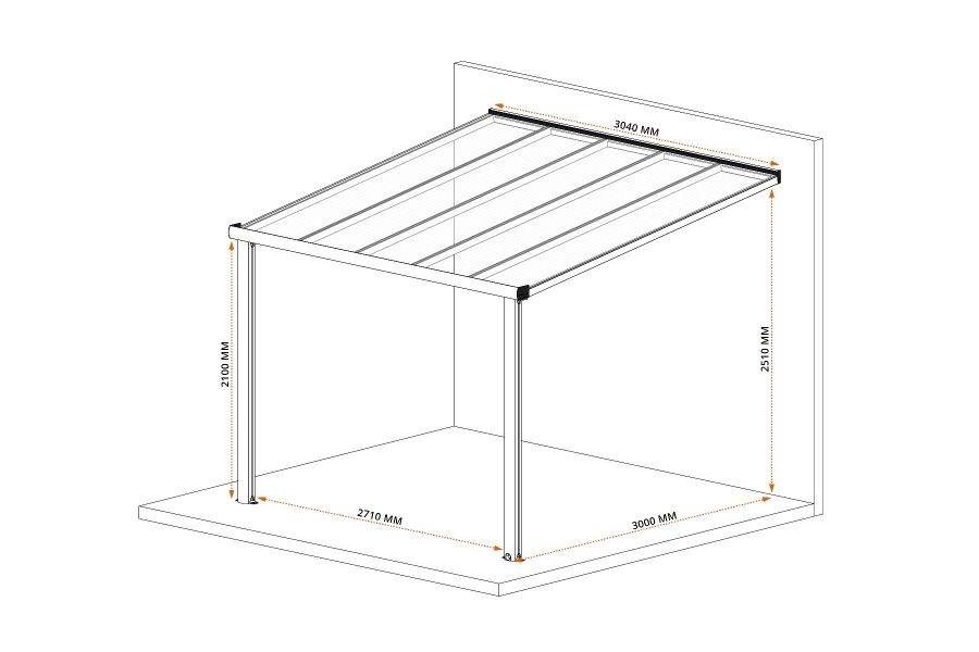 Veranda Smartline 304x300 cm - Antraciet structuur - Bouwpakket
