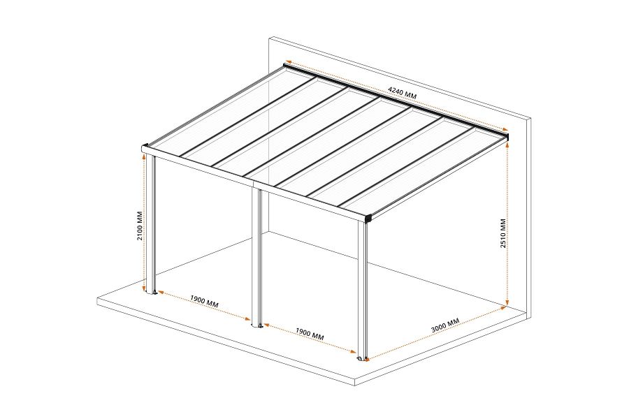 Veranda Smartline 424x300 cm - Antraciet structuur - Bouwpakket