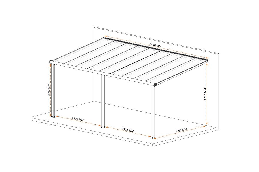 Veranda Smartline 544x300 cm - Antraciet structuur - Bouwpakket