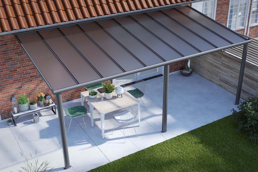 Veranda Smartline 604x250 cm - Antraciet structuur - Bouwpakket