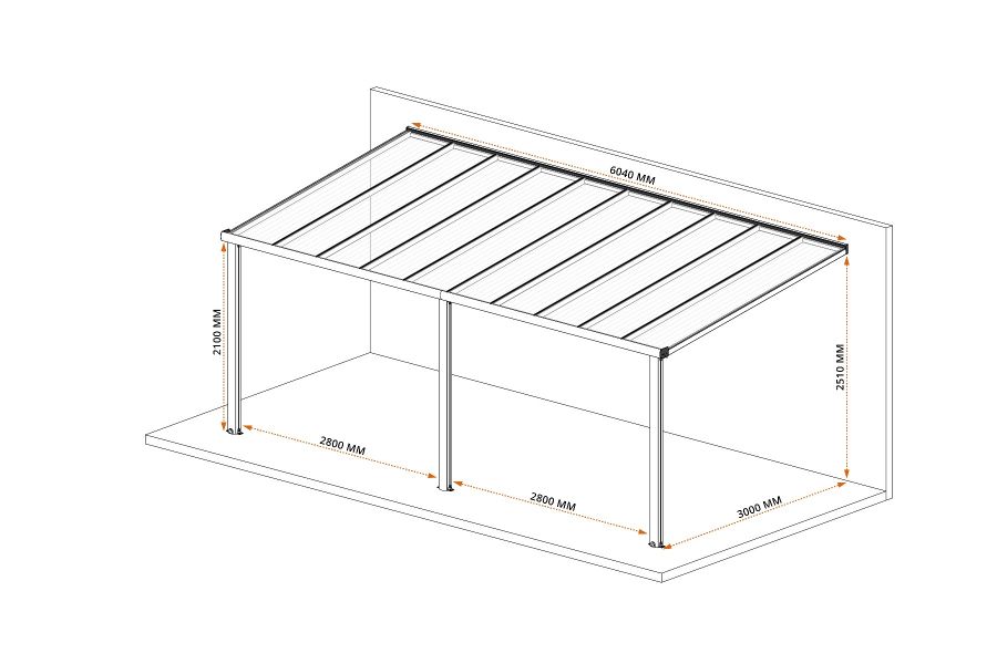 Veranda Smartline 604x300 cm - Antraciet structuur - Bouwpakket