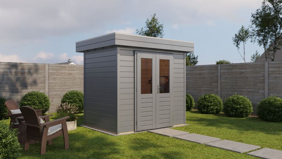 Lugarde Select Prima Beverwijk tuinhuis 240x180 cm 28 mm vuren grijs gebeitst