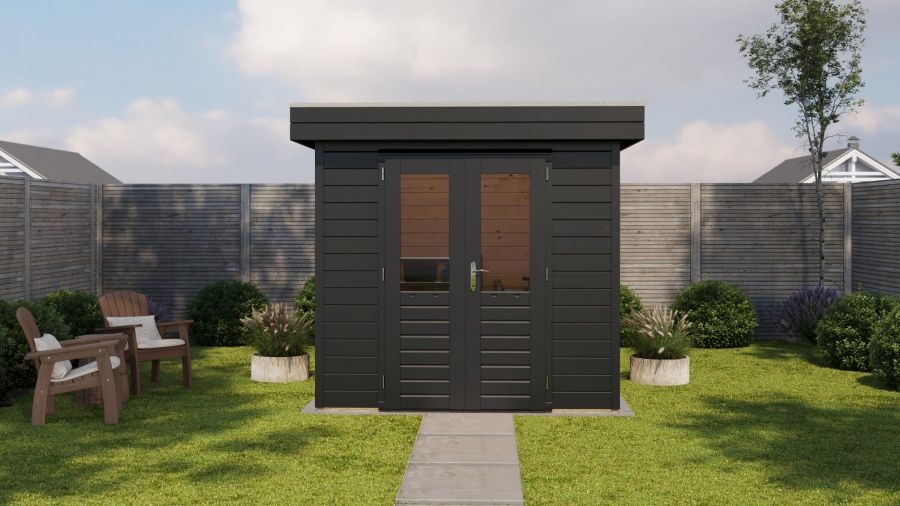 Lugarde Select Prima Delft tuinhuis 240x240 cm 28 mm vuren zwartgrijs gebeitst