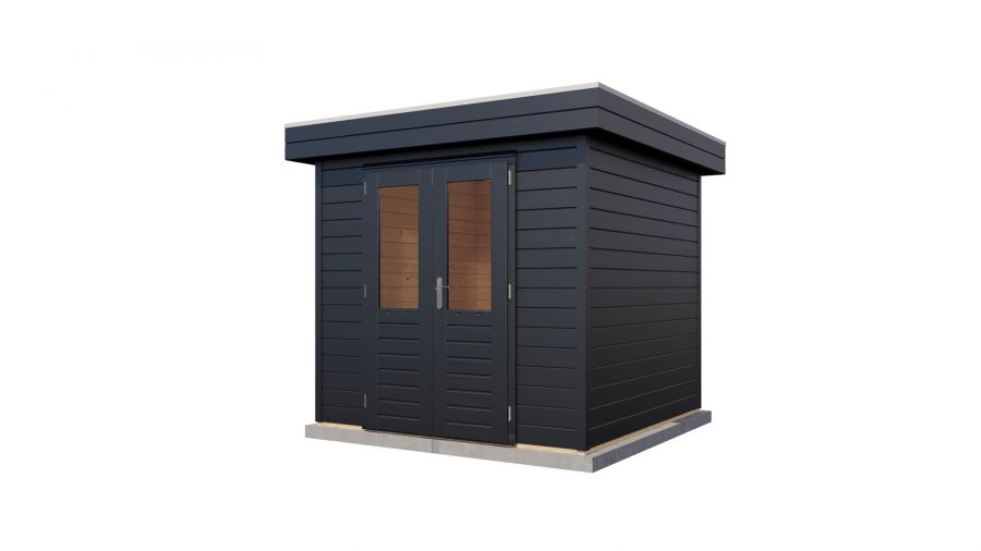 Lugarde Select Prima Delft tuinhuis 240x240 cm 28 mm vuren zwartgrijs gebeitst