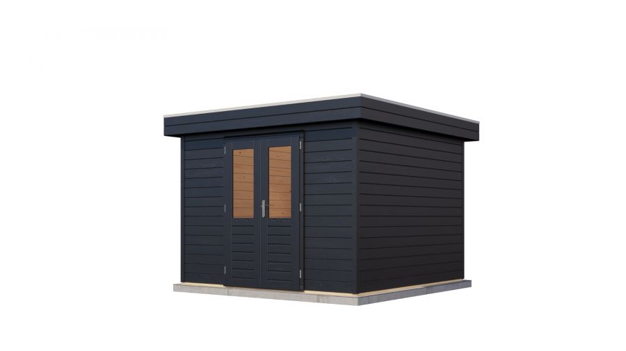 Lugarde Select Prima Gouda tuinhuis 300x300 cm 28 mm vuren zwartgrijs gebeitst