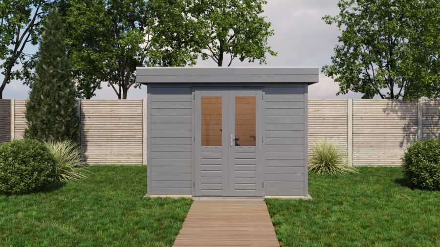 Lugarde Select Prima Haarlem tuinhuis 300x300 cm 44 mm vuren zwartgrijs gebeitst