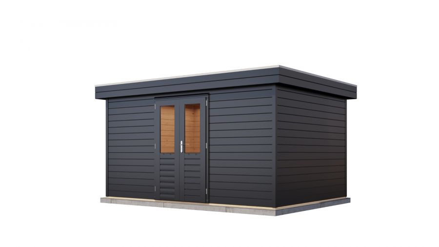 Lugarde Select Prima Hoofddorp tuinhuis 420x300 cm 44 mm vuren zwartgrijs gebeitst