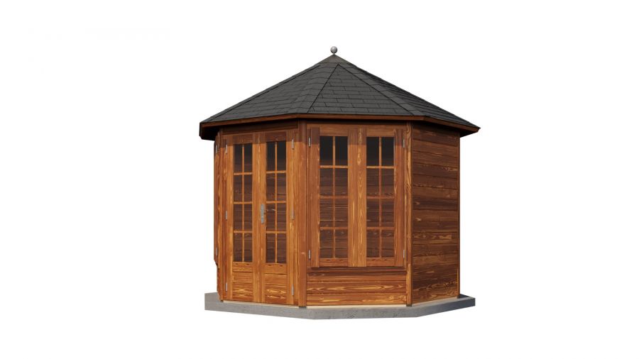 Lugarde Select Prima Drachten tuinhuis Ø300 cm 28 mm vuren bruin geolied