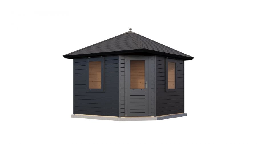 Lugarde Select Prima Maastricht tuinhuis 300x300 cm 28 mm vuren zwartgrijs gebeitst
