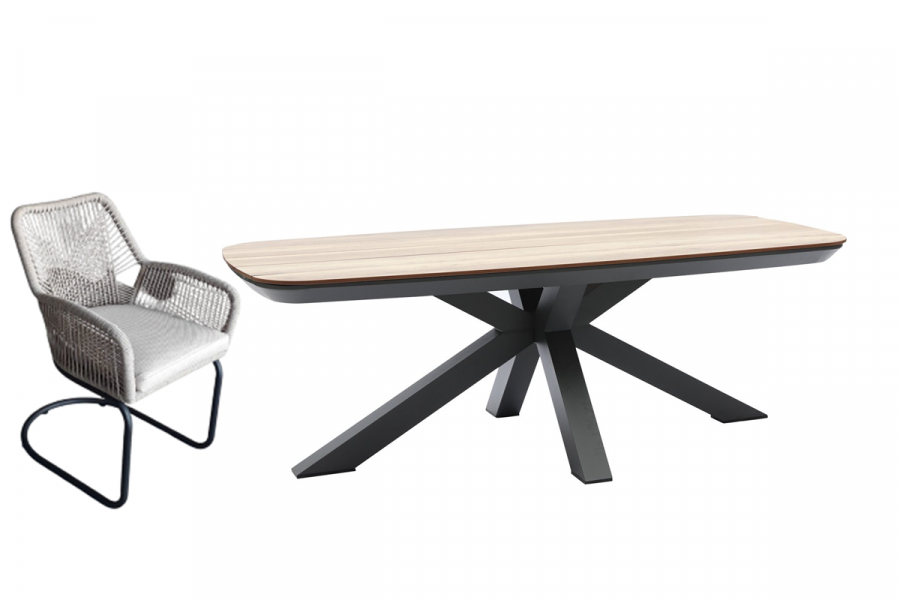 Tuinset Vivant - tafel en 6 swingstoelen