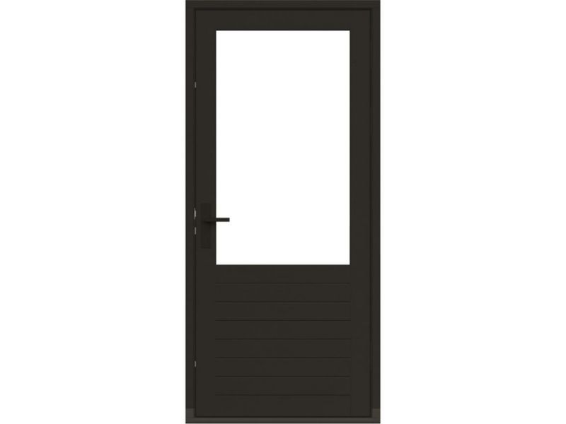 Stapeldorpeldeur - rechtsdraaiend - 93x216,9 + kozijn 103,8x226,3 cm - zwart (incl. DTS en deurbeslag)