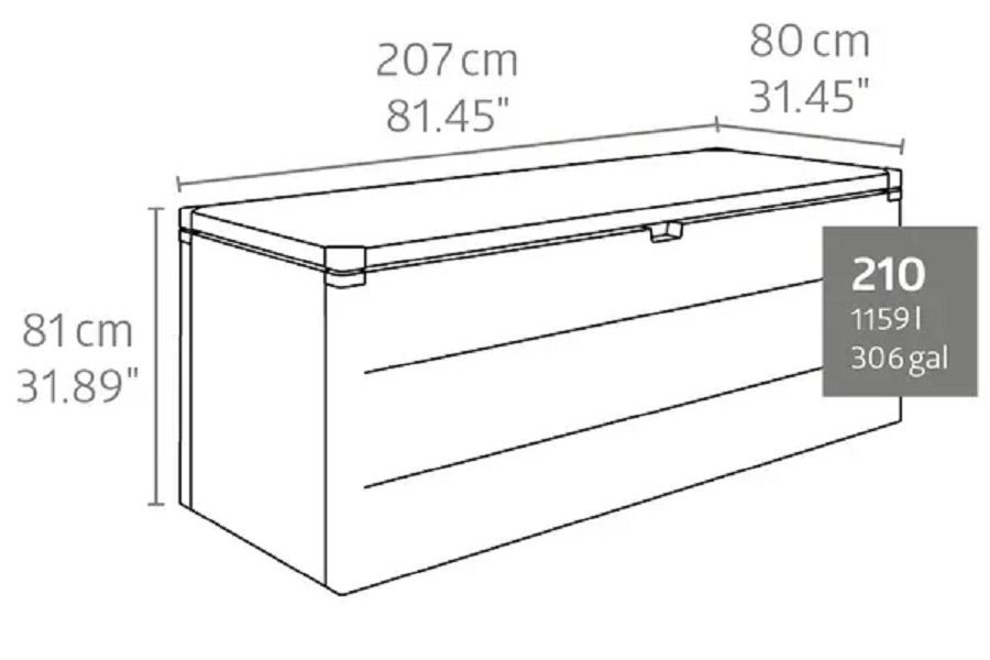 Biohort Kussenbox zilver 207x80x81 cm