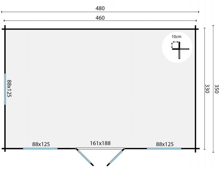 Blokhut Tane 480x350 cm - Honing geïmpregneerd