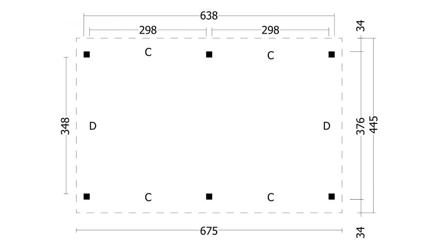 Tuindeco Hamar XL Type 1 Basispakket Douglas Gedroogd - plattegrond 