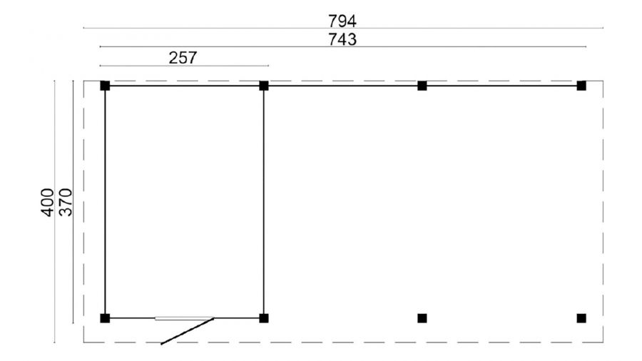 Tuindeco Twello buitenverblijf 794x400 cm - geschaafd douglas - zwart gespoten - Bouwpakket