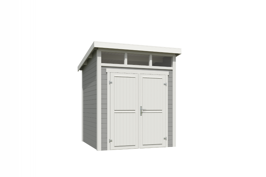 Outdoor Life Kibo Tuinhuis 200x200 cm 28 mm vuren Platinum Grey-Wit gecoat