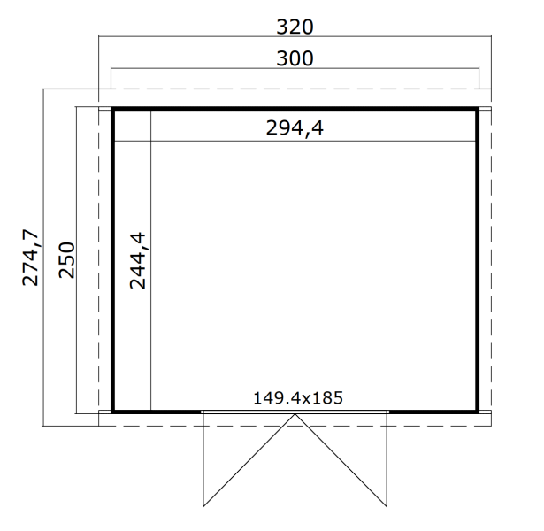 Tuinhuis Lotta 300x250 cm