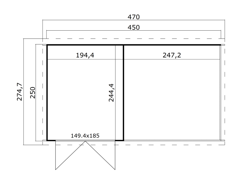 Tuinhuis Finn 450x250 cm - Platinum Grey-Wit gecoat