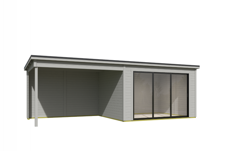 Tuinhuis Pernilla 385x295 cm + 350 cm aanbouw - Platinum Grey gecoat