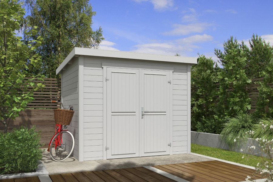 Outdoor Life Mila Tuinhuis 200x200 cm 28 mm vuren Platinum Grey gecoat