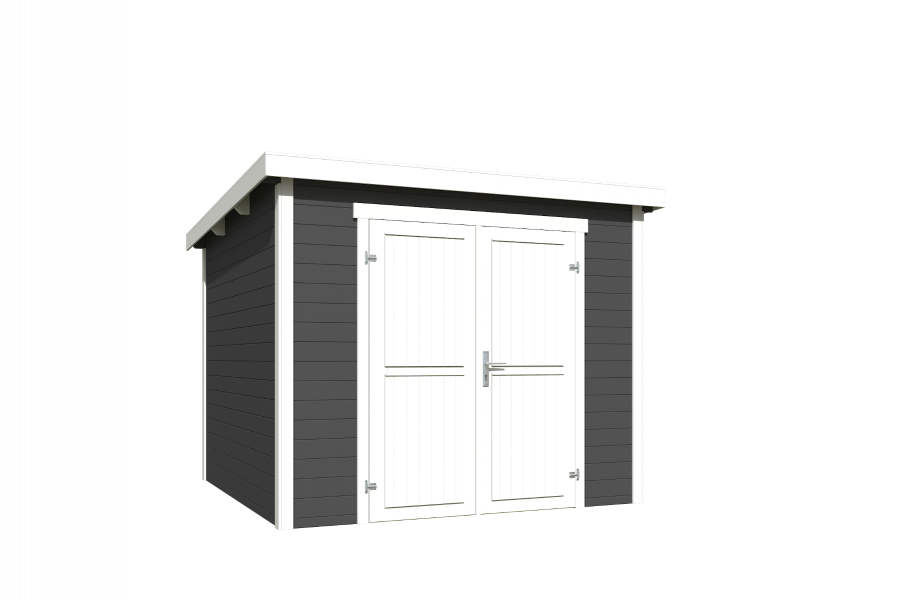 Outdoor Life Mila Tuinhuis 200x200 cm 28 mm vuren Carbon Grey-Wit gecoat