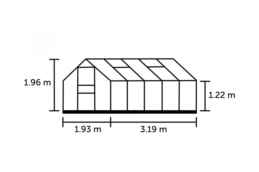 Tuinkas Popular 106 aluminium - 4 mm polycarbonaat - 193x319 cm