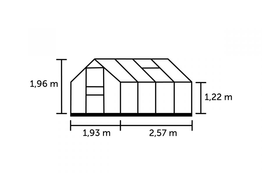 tuinkas popular 86 - polycarbonaat - afmetingen