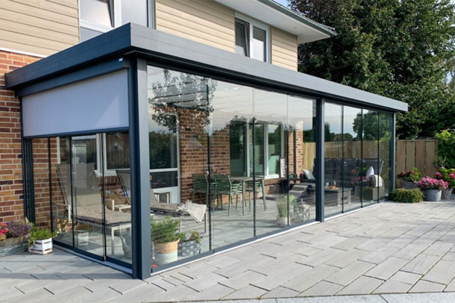 Verasol Linea aluminium veranda 300x250 cm Optisch vlak glasdak