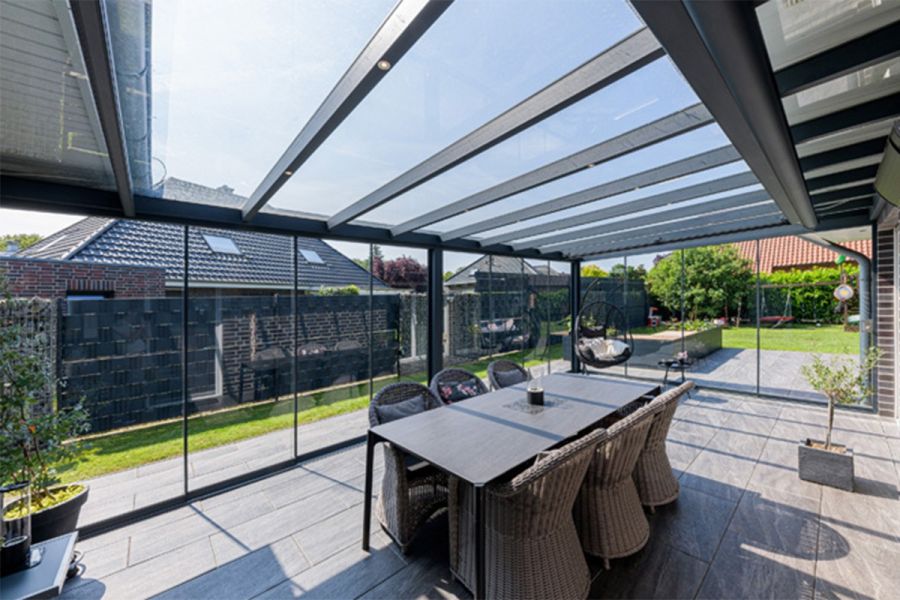 Verasol Novara aluminium veranda 500x350 cm Optisch vlak glasdak