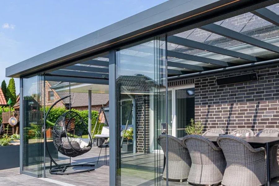 Verasol Novara aluminium veranda 600x350 cm Optisch vlak glasdak