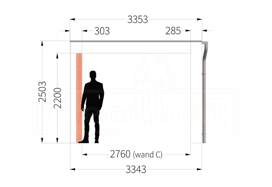 Buitenverblijf Verona 625x335 cm - Plat dak model links
