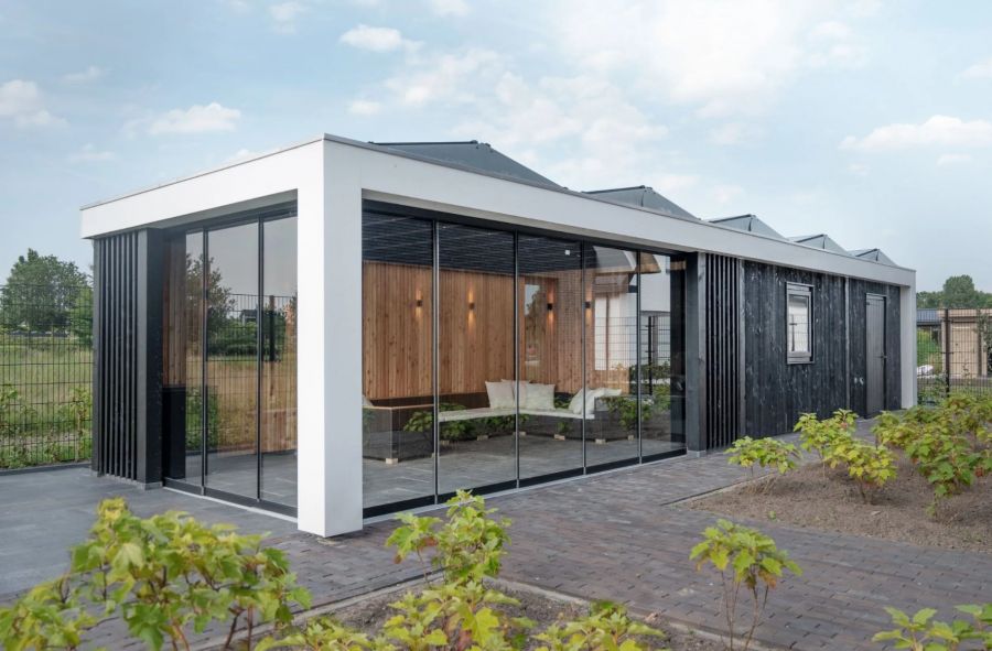 Trendhout Verona overkapping 750x335 cm Lariks/Douglas blank - Plat dak model links