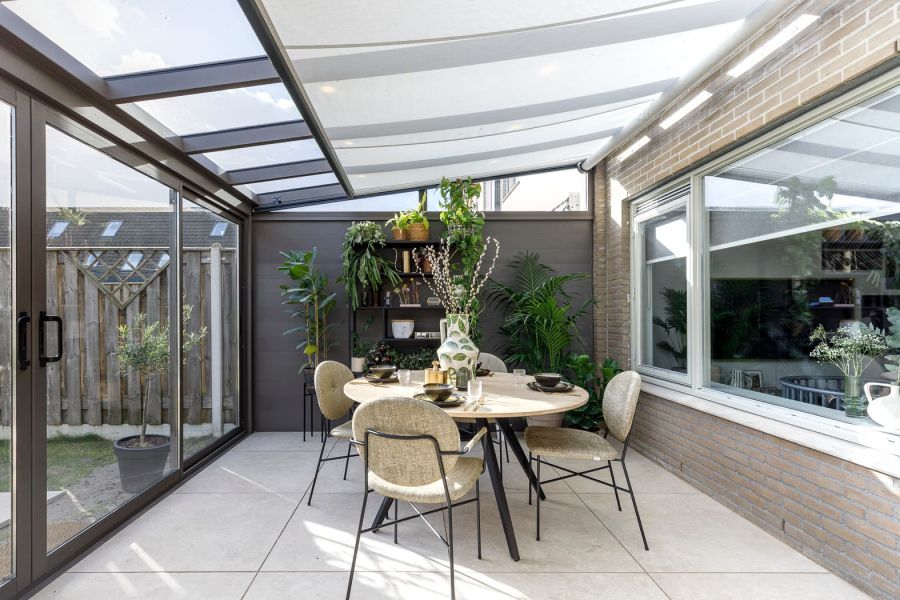 Profiline veranda 400x330 cm - antraciet - helder polycarbonaat dak - SALE02203