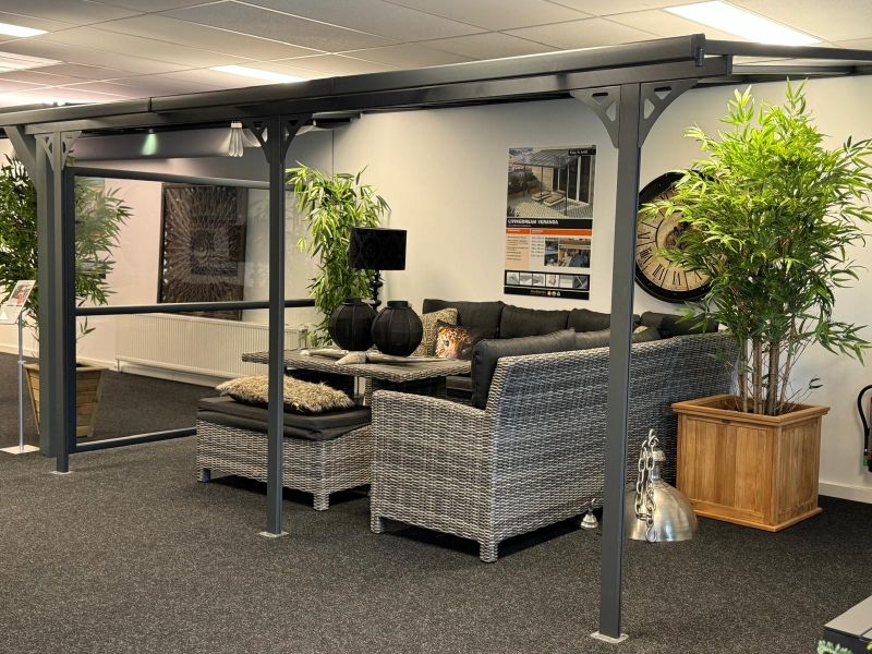 Garden Impressions Blue bird lounge/diningset - 4-delig - rechts - organic grey - reflex black - Showmodel Strijen