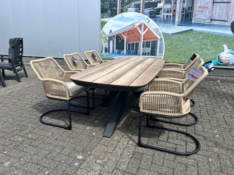 Tuinset Vivant - tafel en 6 swingstoelen