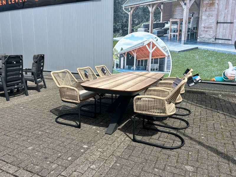 Tuinset Vivant - tafel en 6 swingstoelen