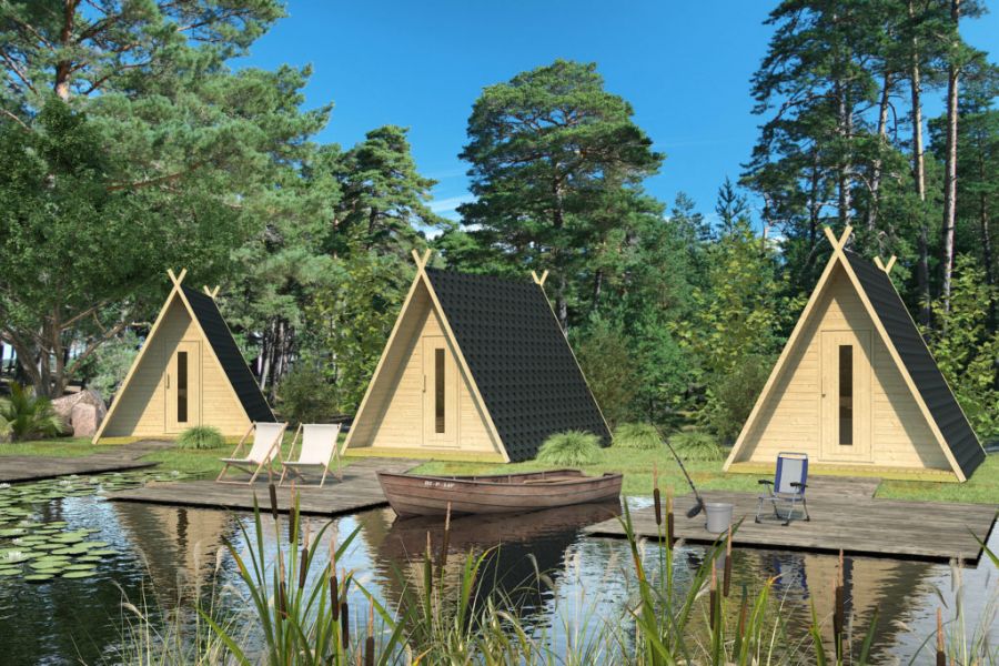 Camping Wigwam - 300x370 cm - incl. dakshingles en vloer - thermisch gemodificeerd hout
