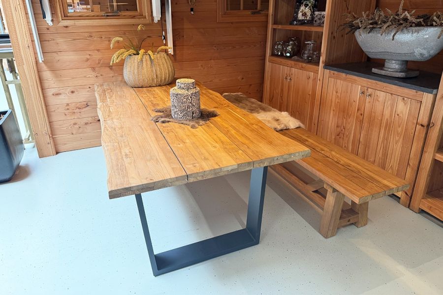SenS-Line Winston teak tafel 220x100 cm met aluminium antraciet poten - Showmodel Numansdorp, Hoofddorp & Wommelgem