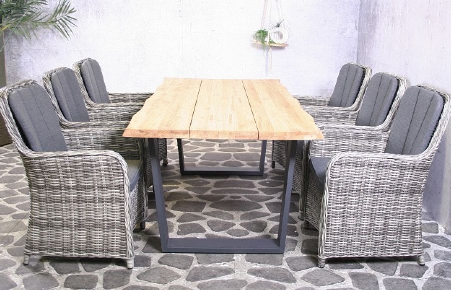 Tuinset teak tafel met aluminium frame