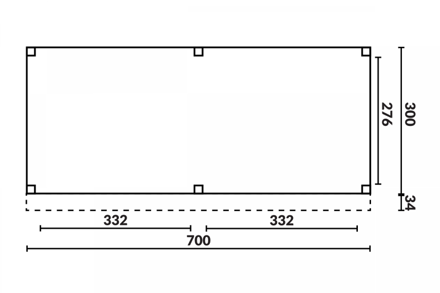 DHZ Buitenverblijf Easyline Platdak - 700 x 300 cm