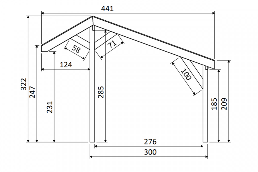 Kapschuur EASYLINE - 500x300 cm - Bouwpakket