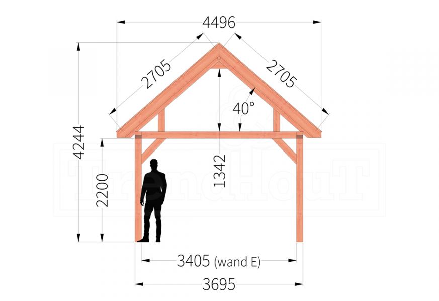 Trendhout Buitenverblijf zadeldak XL 770x440 cm